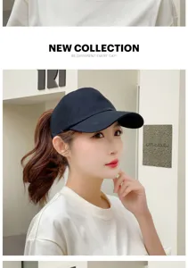 Asian model wearing a black high ponytail baseball cap for summer outdoor sun protection
