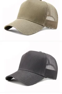 Atmungsaktive Full-Mesh-Sommer-Baseballkappen in Khaki und Anthrazit für Sonnenschutz