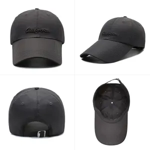 Breathable dark gray baseball cap featuring extended brim and California embroidery detail