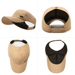 Khaki women's ponytail sun visor baseball cap with high pony hole for outdoor sports