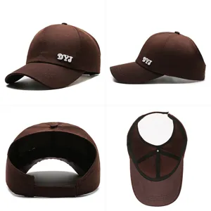 Gorra de béisbol marrón para mujer con apertura para coleta y bordado lateral DYJ.