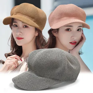Cappello Ottagonale Traspirante Estivo Coreano da Donna Berretto Minimalista Protezione Solare Berretto in Rete Pittore