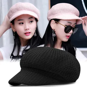 Cappello newsboy da donna in maglia traspirante per la protezione solare estiva