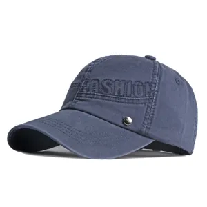 Vintage washed cotton baseball cap with embroidered FASHION lettering for outdoor sports