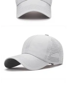 Graue atmungsaktive schnelltrocknende Baseballkappe mit Laser-Löchern für den Sommer
