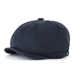 Elegante berretto newsboy retrò in cotone blu navy per uomo e donna con design classico