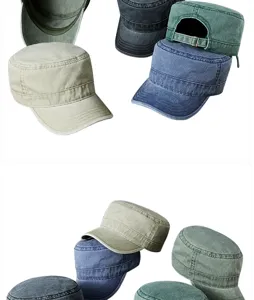 Berretti militari vintage in cotone lavato in vari colori per attività all'aperto