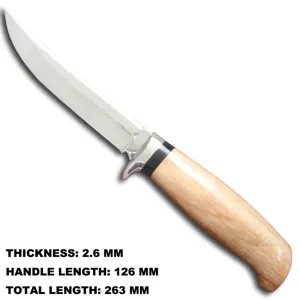 Cuchillo de Hoja Fija para Exteriores Estilo Nórdico de Acero Inoxidable Con Mango de Madera Pulido Espejo Cuchillo para Fruta