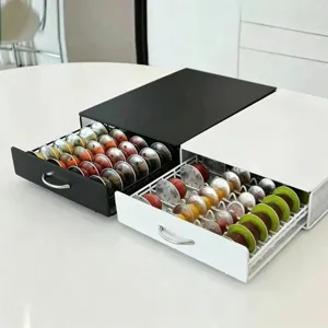 40 Kapseln Kapazität Metall Kaffeekapselhalter Schublade Kaffeemaschinen-Basis Organizer Für Küche Büro Aufbewahrung