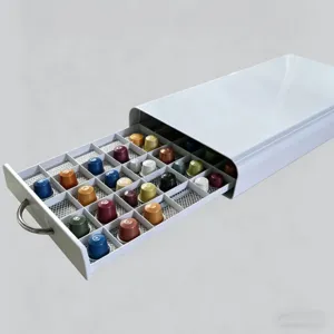Weiße Kaffeekapsel Schublade Organizer Ständer für 50 Espresso Kapseln Halterung