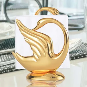 Eleganter goldener Serviettenhalter in Schwanenform aus Zinklegierung für Tische
