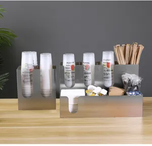 Gewerblicher Bar-Organizer aus Edelstahl für Becher, Servietten und Kaffeezubehör