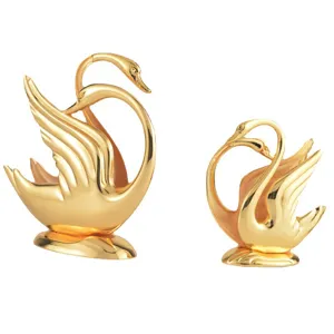 Elegantes Paar goldene Schwanen-Serviettenhalter aus Zinklegierung für luxuriöse Deko