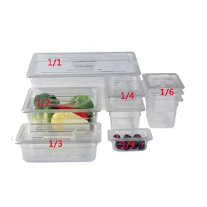Bac Gastronorme Transparent en Plastique PC de Qualité Alimentaire Conteneur de Stockage des Aliments Bassin Fractionné Pour Cuisine Restaurant Buffet