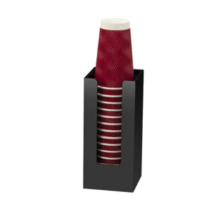 Black acrylic disposable cup dispenser holder for paper cups in office or coffee shop