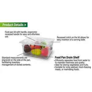 Bac alimentaire en PC transparent avec couvercle et égouttoir pour conserver fruits et légumes.
