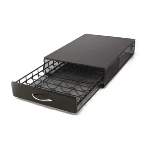 Schwarze 40-Kapsel-Kaffeeschublade aus Metall mit Kaffeemaschinen-Basis-Funktion