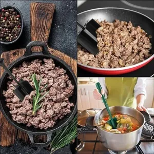 Efficiente tritacarne manuale per carne macinata, robusto schiacciapatate in nylon utile.