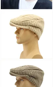 Macro view showing the side profile and knit texture of a warm retro beret cap.