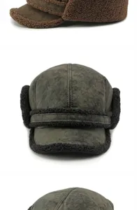 Warmer Winter-Bomberhut für Herren mit Ohrenklappen und dickem Fleece-Futter winddichtes Design