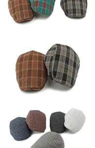 Collezione di berretti vintage a quadri per uomo e donna in vari colori classici