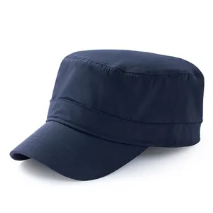Berretto militare a testa piatta ad asciugatura rapida blu navy da uomo con schiena chiusa