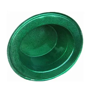 Cappello a cilindro verde glitterato in plastica per spettacoli o feste in maschera