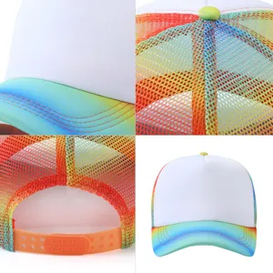 Modischer Regenbogen-Trucker-Hut mit atmungsaktivem Mesh und Sonnenschutz aus Schaumstoff