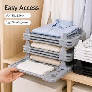 Stackable closet clothes organizer board for easy shirt and sweater storage