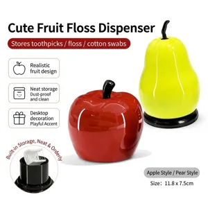 Creative fruit shaped apple and pear dental floss and toothpick holder storage box