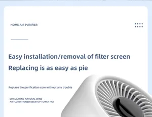 Détail d'un purificateur d'air blanc montrant le filtre très facile à remplacer.