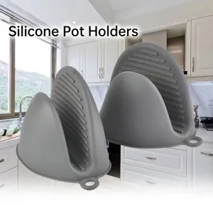 Mini gants de cuisine en silicone gris résistants à la chaleur pour four
