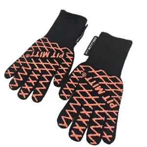 Guantes para barbacoa resistentes al calor con silicona antideslizante, protección 500 grados.