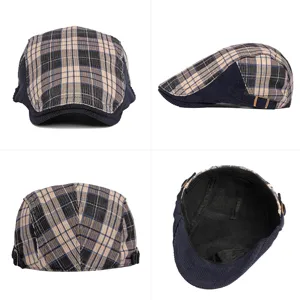 Klassieke vintage Britse geruite baret met een warme voering voor heren en dames
