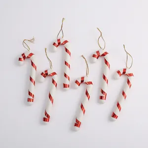 Six cannes à sucre de Noël à rayures blanches et rouges pour décoration de sapin