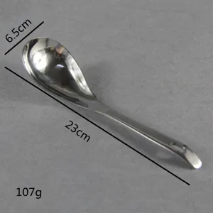 Professional stainless steel soup spoon with 23cm length and 107g weight dimensions