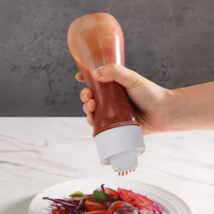 Botella de cocina para exprimir salsas con escala graduata para dosificar aliños de ensalada