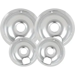 4-piece chrome gas stove drip pan set for burner replacement