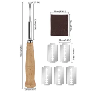 Ensemble professionnel de lame de boulanger en acier inoxydable avec manche en bois