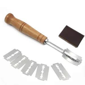 Lame de boulanger manche en bois avec 5 lames de rechange et étui de protection en cuir souple
