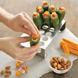 Stainless Steel Chili Pepper Grilling Rack Non Stick BBQ Jalapeno Roaster Holder With Corer For Chicken Leg Meat Outdoor Camping