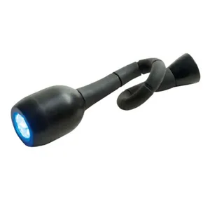 Vista detallada de una luz LED flexible para barbacoa con base magnética para camping