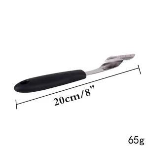Close-up view of 8 inch stainless steel jalapeno corer tool with 65g weight detail.