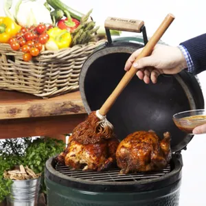 Wooden Handle Cotton Mop BBQ Brush Sauce Basting Tool For Outdoor Grilling Large Area Basting Mop With Removable Cotton Head