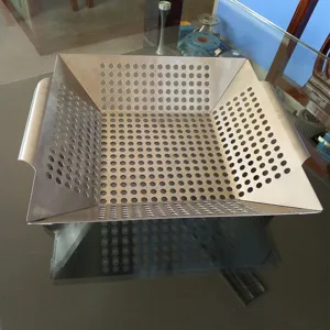 Stainless steel square BBQ perforated tray outdoor grill basket for vegetable cooking 12 inch