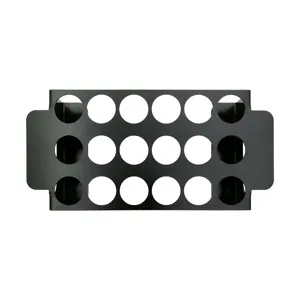 Detailed top-down view showing 18 holes of the black non-stick stainless steel BBQ rack.