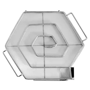 Top view of hexagonal stainless steel cold smoke generator for BBQ and wood smoking.