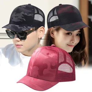 Camouflage Mesh Baseball Cap Men Women Short Brim Outdoor Breathable Hard Top Trucker Hat Equestrian Sun Hat Summer Sport Casual Caps