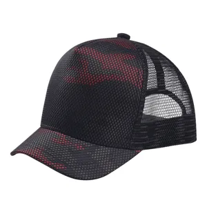 Breathable camouflage mesh baseball cap with a stylish short brim design for outdoors