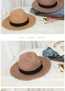 Dettaglio ravvicinato di un elegante cappello fedora in feltro con nastro nero